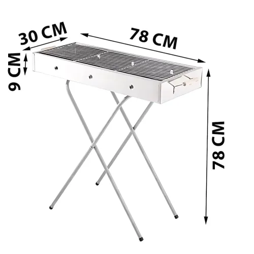 Мангал переносний BARBECUE TRAY 770T MD-008 809 — 78×30×78 см, решітка, складані ніжки, вентиляція - фото 9