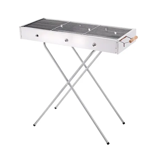 Мангал переносний BARBECUE TRAY 770SS MD-008 809, 70×30×70 см, решітка, складані ніжки, вентиляція - фото 4