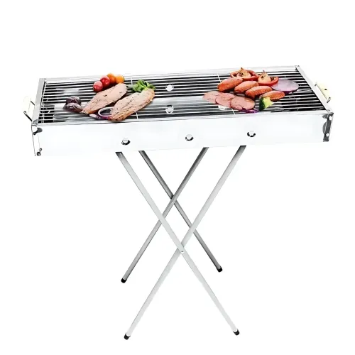 Мангал переносний BARBECUE TRAY 770SS MD-008 809, 70×30×70 см, решітка, складані ніжки, вентиляція - фото 2