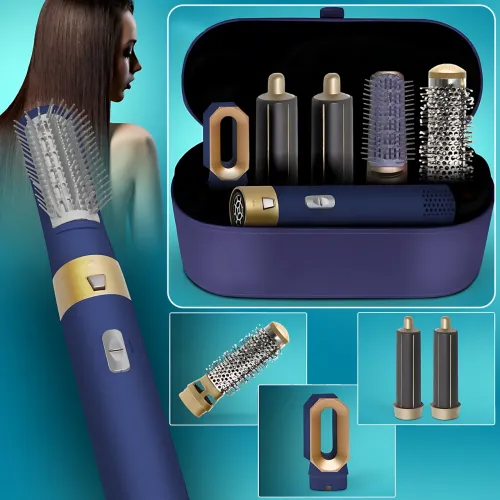 Фен-стайлер 5 в 1 Hot Air Styler 1200 Вт з іонізацією, температурою до 120 °C, 3 режими, у кейсі, шнур 2 м Блакитний
