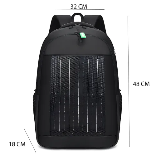 Рюкзак із вбудованою сонячною батареєю 10w і USB-виходом GDTIMES GD-1320SL, чорний - фото 6
