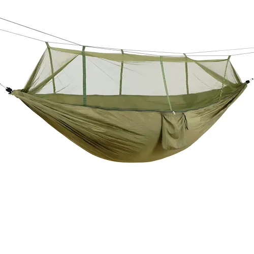 Туристичний гамак із москітною сіткою Hammock With Net ARMY — 250 × 120 см, до 200 кг, з чохлом + кишенею, хаккі - фото 2