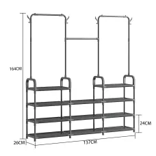 Стойка-вешалка для одежды и обуви Model 1 BLACK,164×137×26 см, напольная, нержавеющая сталь