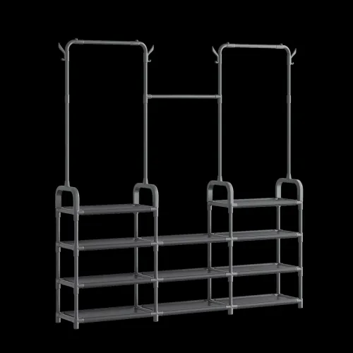 Стійка-вішалка для одягу та взуття Model 1 BLACK,164×137×26 см, підлогова, неіржавка сталь - фото 2
