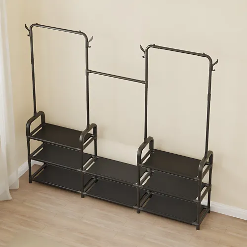 Стійка-вішалка для одягу та взуття Model 1 BLACK,164×137×26 см, підлогова, неіржавка сталь - фото 6