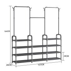 Стойка-вешалка для одежды и обуви Model 1 BLACK,164×137×26 см, напольная, нержавеющая сталь
