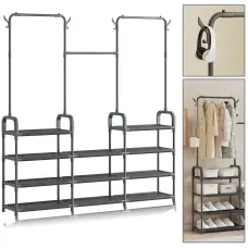 Стійка-вішалка для одягу та взуття Model 1 BLACK,164×137×26 см, підлогова, неіржавка сталь