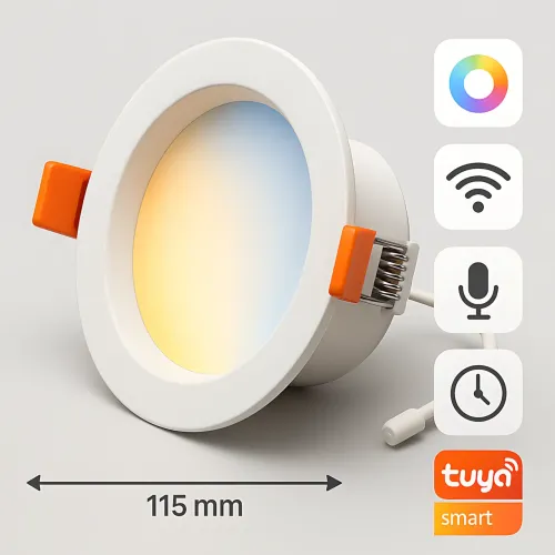 Розумний LED-світильник Tuya WiFi 10 Вт Ø 115 мм вбудований, 2700-6500 K, димований, голосове керування - фото 9