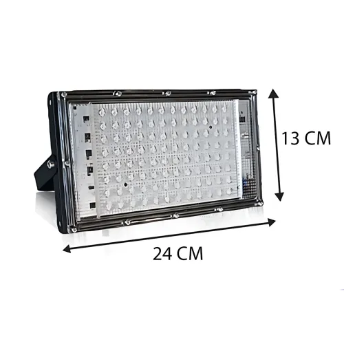 LED-прожектор 100 W 220 V, 96 діодів, 10000 Лм, IP65, холодне світло 6500 K, кут 120°, корпус метал + ABS, настін - фото 8