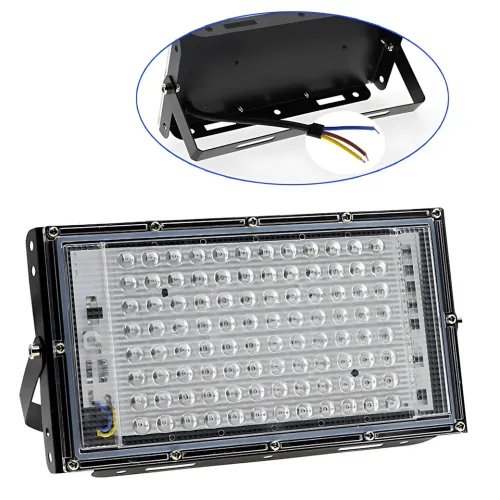 LED-прожектор 100 W 220 V, 96 діодів, 10000 Лм, IP65, холодне світло 6500 K, кут 120°, корпус метал + ABS, настін - фото 2