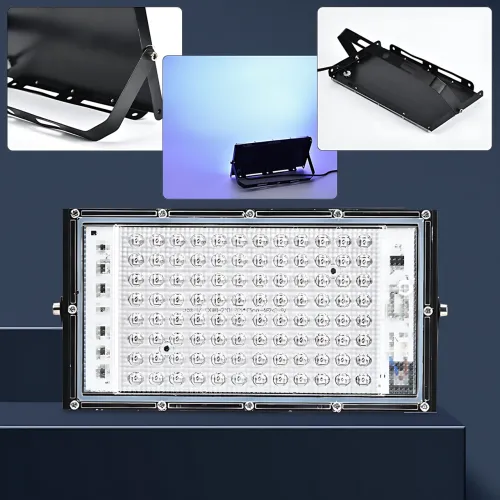 LED-прожектор 100 W 220 V, 96 діодів, 10000 Лм, IP65, холодне світло 6500 K, кут 120°, корпус метал + ABS, настін