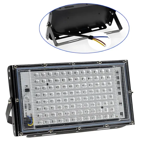 LED-прожектор 100W 220V, 96 диодов, 10000 Лм, IP65, холодный свет 6500K, угол 120°, корпус металл+ABS, настенн - фото 2