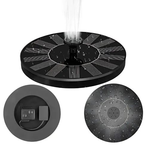 Садовий фонтан Solar Fountain, 5 режимів розпилення, без батарейок, Ø 15 см, пластик + метал, висота 40 см - фото 5