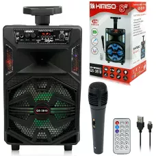 Колонка Kimiso QS-3810 15 Вт, караоке + мікрофон, світловузика, Bluetooth/FM/USB/TF/AUX, акумулятор