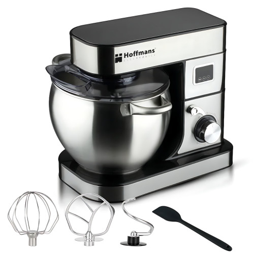 Планетарный миксер Hoffmans HM-8081 1600 Вт, тестомес с чашей 12 л, 6 скоростей, 3 насадки, турборежим - фото 9