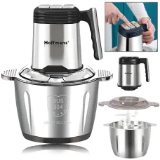 Кухонный измельчитель Hoffmans HM-8832 — 1800 Вт, 3.5 л, 4 лезвия, 3 скорости, стальная антипригарная чаша