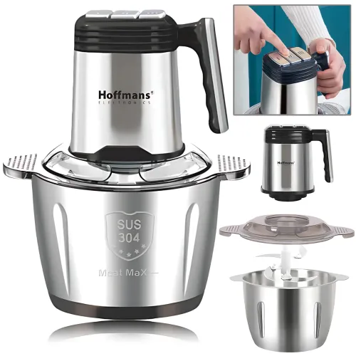 Кухонный измельчитель Hoffmans HM-8832 — 1800 Вт, 3.5 л, 4 лезвия, 3 скорости, стальная антипригарная чаша