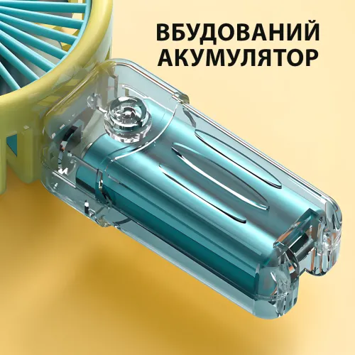 Портативний мінівентилятор JX-991 2 Вт з акумулятором, 3 швидкостями, usb-зарядкою, тримачем для телефона Жовто-зелений - фото 5