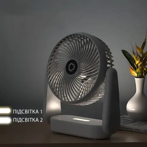 Вентилятор A8802 портативный, аккумулятор 1200 мАч, 3 скорости, 360°, Type-C, подсветка, 5 Вт - фото 3