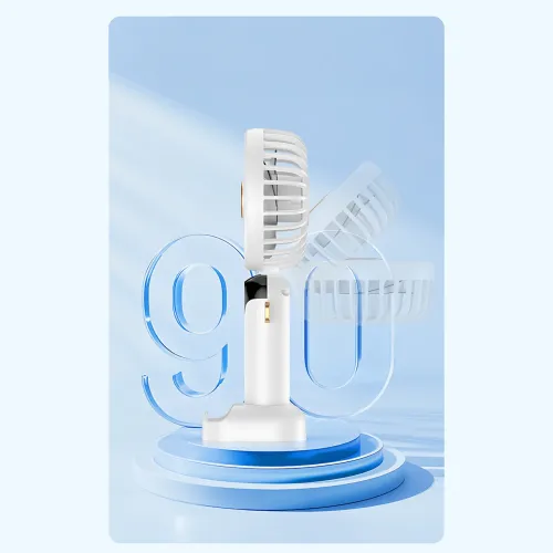 Портативний вентилятор JX-995 з 3 швидкостями обдування, LED-дисплеєм, USB заряджанням і підставкою для телефона Синій - фото 5