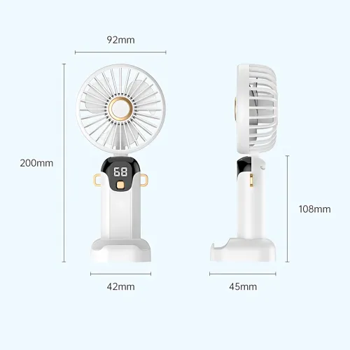 Портативний вентилятор JX-995 з 3 швидкостями обдування, LED-дисплеєм, USB заряджанням і підставкою для телефона Синій - фото 7
