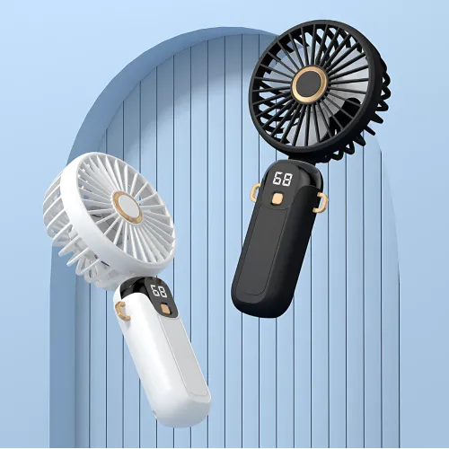 Портативний вентилятор JX-995 з 3 швидкостями обдування, LED-дисплеєм, USB заряджанням і підставкою для телефона Чорний - фото 3