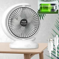 Вентилятор настольный портативный A2, 180° поворот, аккумулятор 1200 мАч, 3 скорости, бесшумный, USB, 4.5 Вт