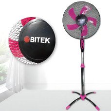 Вентилятор підлоговий BITEK BT-1630, ⌀40 см, 100 Вт, 3 швидкості, поворот, нахил, регулювання висоти, таймер Чорно-жовтогарячий