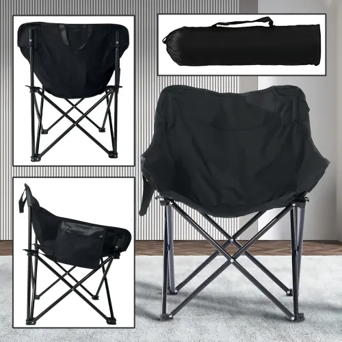 Складаний кемпінговий стілець Moon Chair зі спинкою та кишенею, оксфорд і вуглецева сталь, до 120 кг, з чохлом