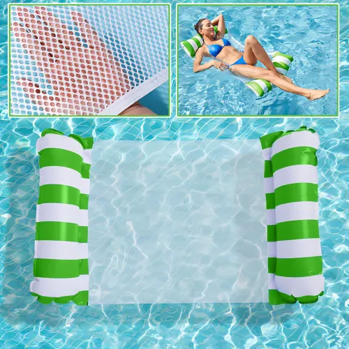 Надувной матрас-гамак для плавания Pool Loungers MA554 118×67 см, зелёно-белый, до 80 кг, сетка, ПВХ