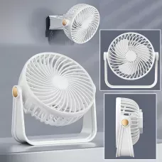 Компактный вентилятор AND1261 настольный/настенный, 3 скорости, USB, 800 мАч, тихий 62–70 дБ, 5 Вт, 13×13 см Белый