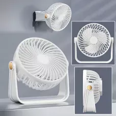 Компактний вентилятор AND1261 настільний/настінний, 3 швидкості, USB, 800 мА·год, тихий 62-70 дБ, 5 Вт, 13×13 см Білий