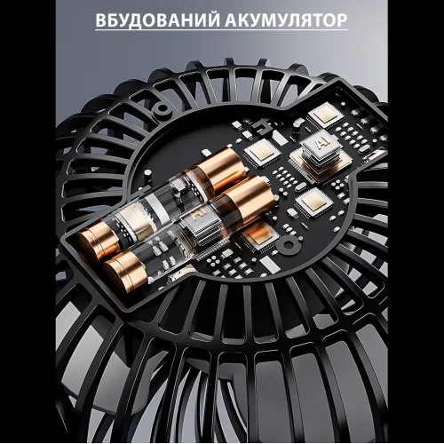 Компактний вентилятор AND1261 настільний/настінний, 3 швидкості, USB, 800 мА·год, тихий 62-70 дБ, 5 Вт, 13×13 см Синій - фото 4