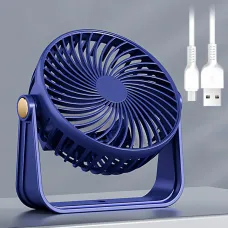 Компактний вентилятор AND1261 настільний/настінний, 3 швидкості, USB, 800 мА·год, тихий 62-70 дБ, 5 Вт, 13×13 см Синій