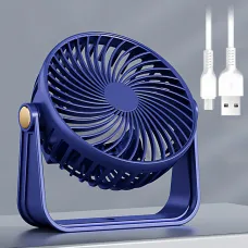 Компактный вентилятор AND1261 настольный/настенный, 3 скорости, USB, 800 мАч, тихий 62–70 дБ, 5 Вт, 13×13 см Синий