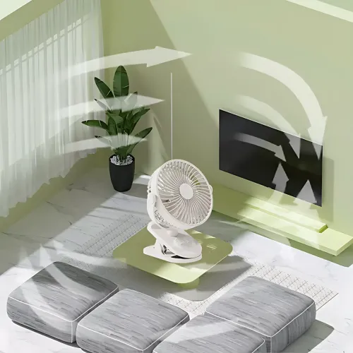 Вентилятор міні Fan LY-850 з прищіпкою, USB, 360° нахил і поворот, таймер 2/6/9, аб 1800 мА·год, 3 швидкості - фото 5