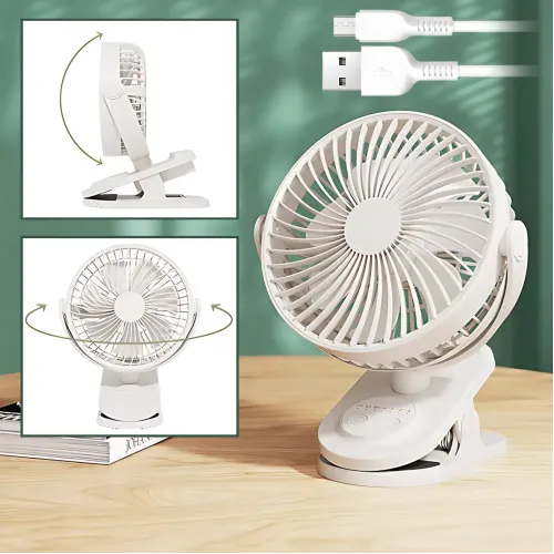Вентилятор мини Fan LY-850 с прищепкой, USB, 360° наклон и поворот, таймер 2/6/9 ч, акб 1800 мАч, 3 скорости