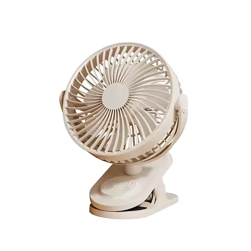 Вентилятор міні Fan LY-850 з прищіпкою, USB, 360° нахил і поворот, таймер 2/6/9, аб 1800 мА·год, 3 швидкості Бежевий - фото 2