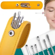 Набір інструментів для чищення вух TOOL SET, 6 предметів, медсталь, футляр, для видалення серців