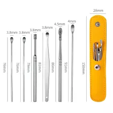 Набор инструментов для чистки ушей TOOL SET, 6 предметов, медсталь, футляр, для удаления серных пробок