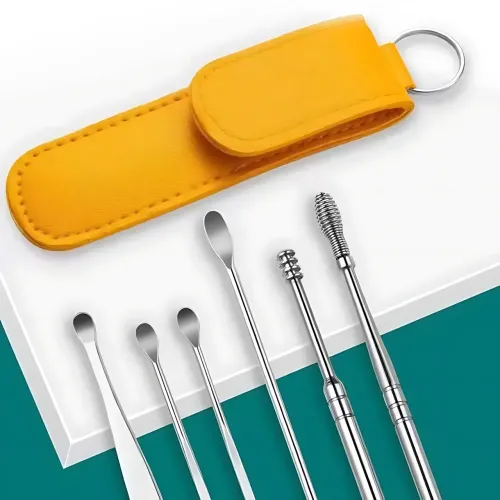 Набір інструментів для чищення вух TOOL SET, 6 предметів, медсталь, футляр, для видалення серців - фото 3