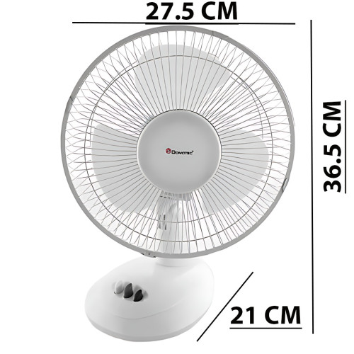 Настільний вентилятор Domotec MS-1624 Fan 9, 25 Вт, 2 швидкості, поворот і нахил, знімна решітка, білий - фото 6