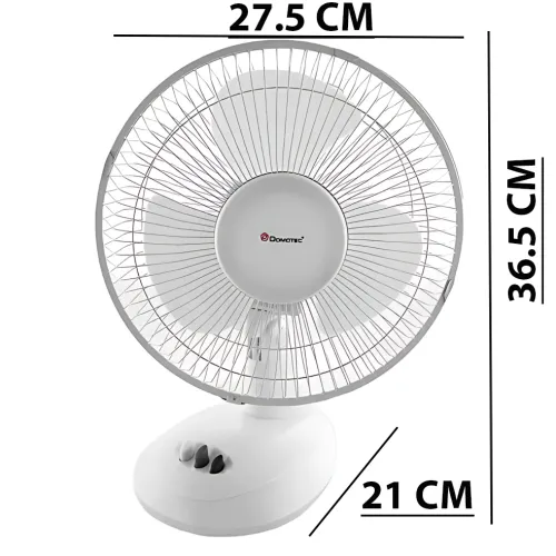 Настільний вентилятор Domotec MS-1624 Fan 9, 25 Вт, 2 швидкості, поворот і нахил, знімна решітка, білий - фото 6