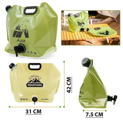 Сумка для води складана AND-1, water bag 8 л, з краном, мірною шкалою, до 60 °C, 42.5×31.5 см Зелений - фото 9