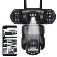 Вулична Wi-Fi IP камера відеоспостереження v380, 3 об'єктиви, поворот 270°, нічне бачення 20 м, датчик руху