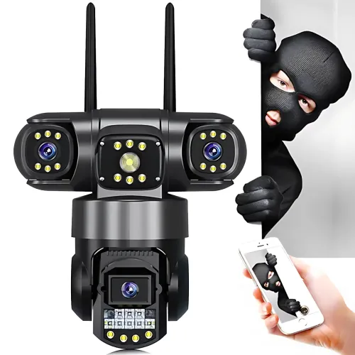 Вулична Wi-Fi IP камера відеоспостереження v380, 3 об'єктиви, поворот 270°, нічне бачення 20 м, датчик руху
