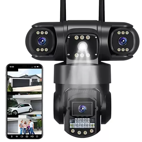 Уличная 4G IP камера видеонаблюдения v380, 3 объектива, поворот 270°, ночное видение 20 м, датчик движения - фото 2