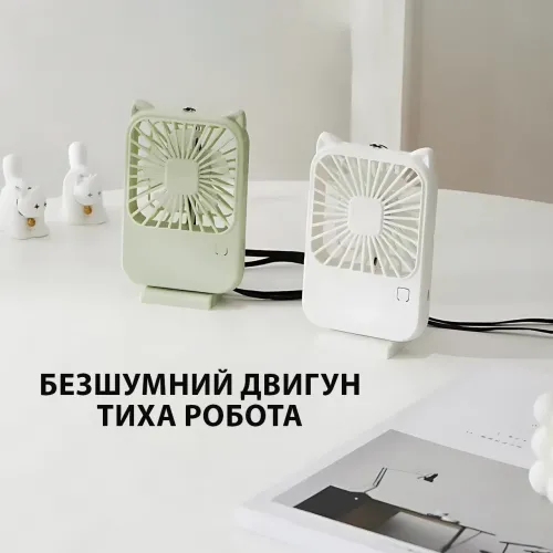 Компактний мінівентилятор Fan AND064 з USB, 3 швидкості, 5 лопатей, 500 мА·год, з підставкою для телефона - фото 4