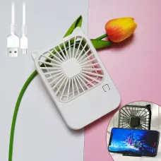 Компактный мини-вентилятор Fan AND064 с USB, 3 скорости, 5 лопастей, 500 мАч,  с подставкой для телефона