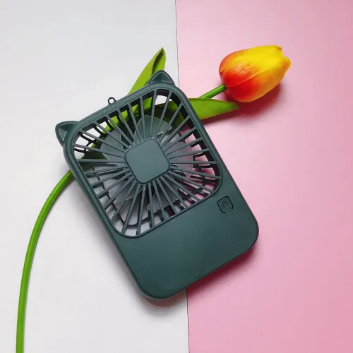 Компактний мінівентилятор Fan AND064 з USB, 3 швидкості, 5 лопатей, 500 мА·год, з підставкою для телефона Зелений - фото 10
